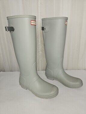Hunter Original Tall Back Adjustable Rain Boots - Gull Gray Women's 8